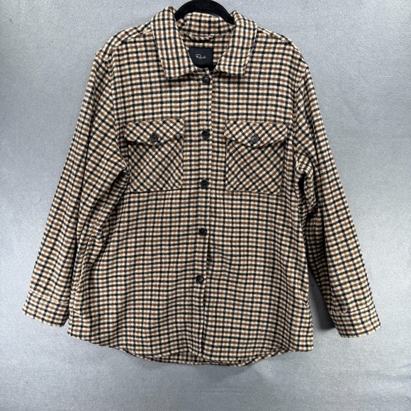 Rails‎ Shirt Jacket Womens Size XL Tan Black Rhodes Wool Blend Shacket Cabincore - Picture 1 of 11